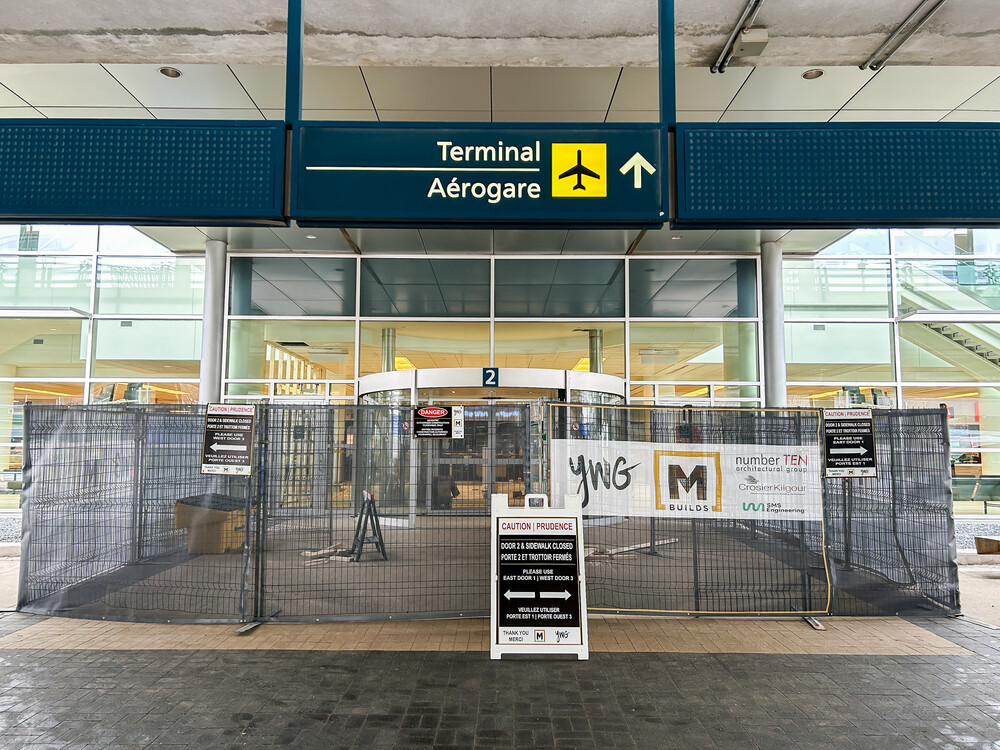 The Door 2 entrance at YWG is seen under construction.